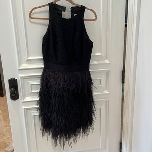 Milly Black Lace Dress With Feather Skirt